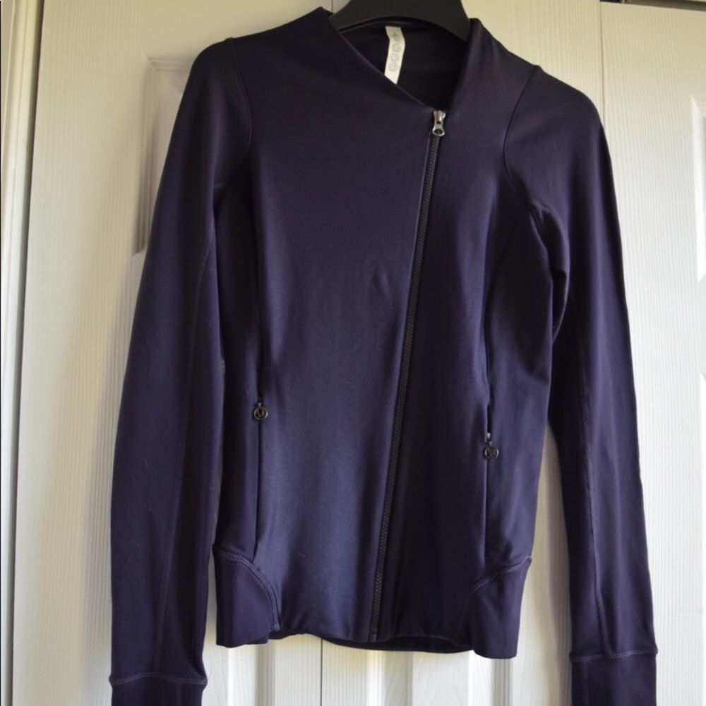 Deep plum asymmetrical zip-up